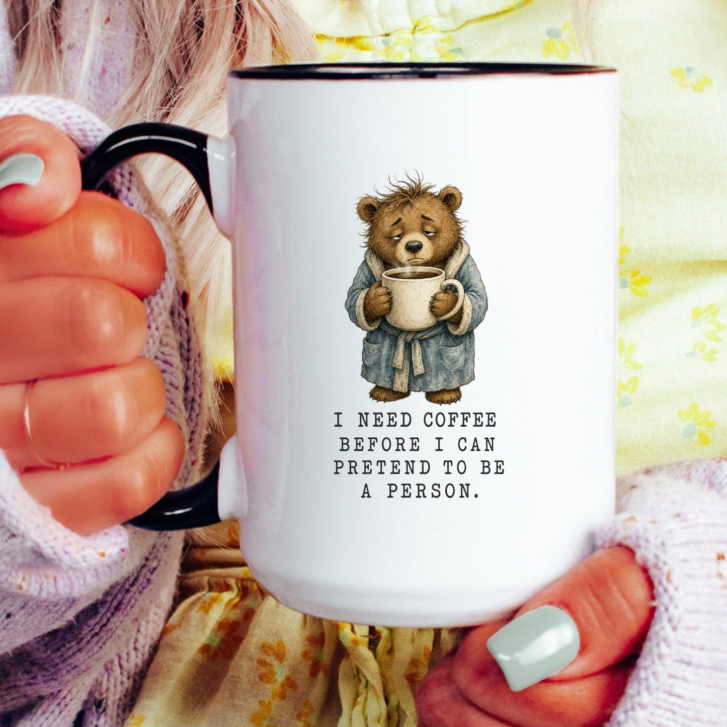 Lifestyle Photo #4 Coffee Before I'm a Person Bear Mug