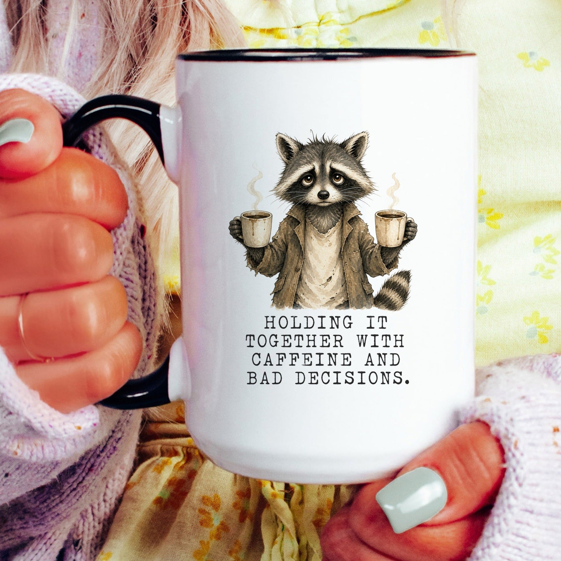Lifestyle Photo #4 Caffeine and Bad Decisions Raccoon Mug