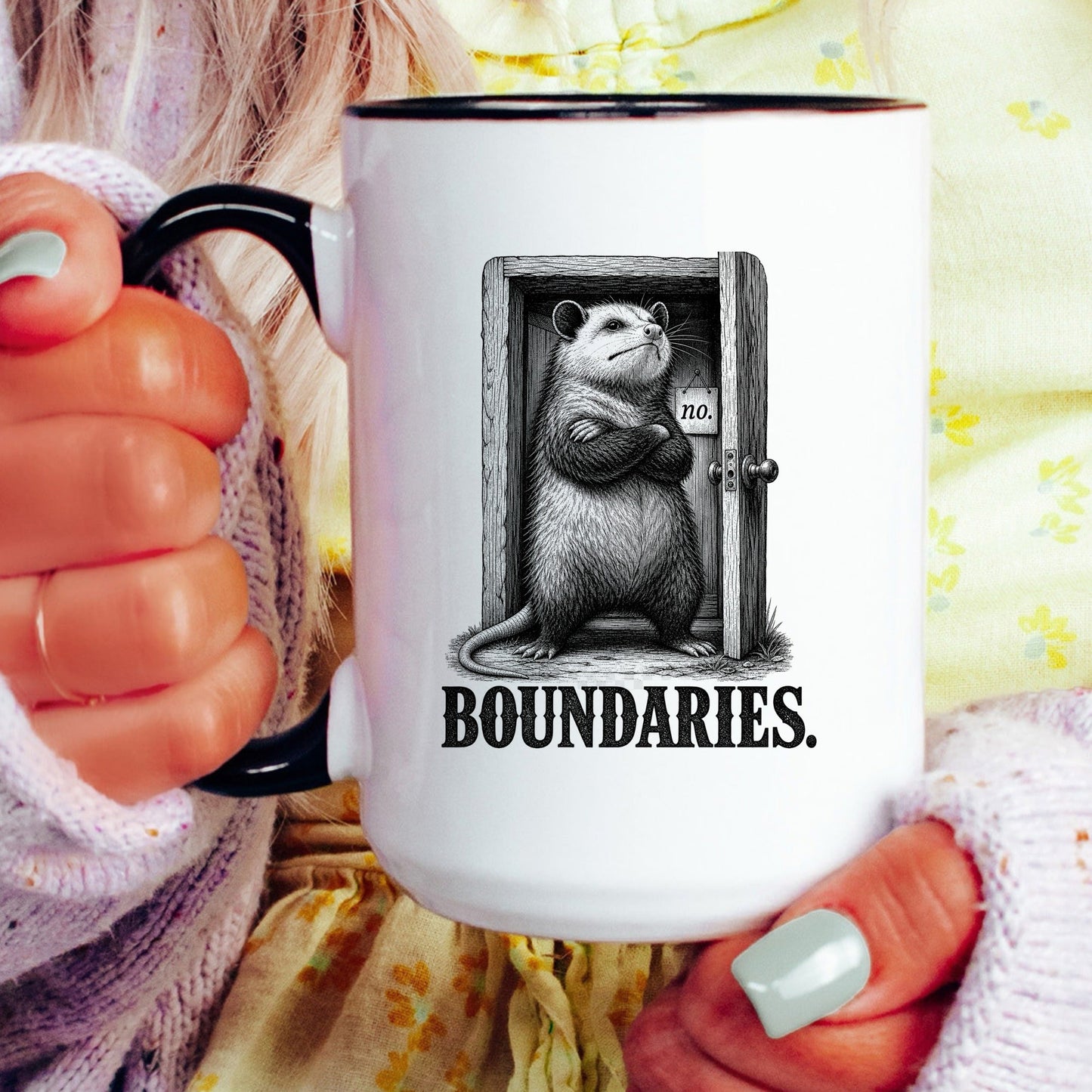 Boundaries Opossum Mug