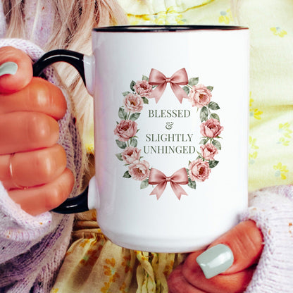 Blessed and Slightly Unhinged Mug - lifestyle photo