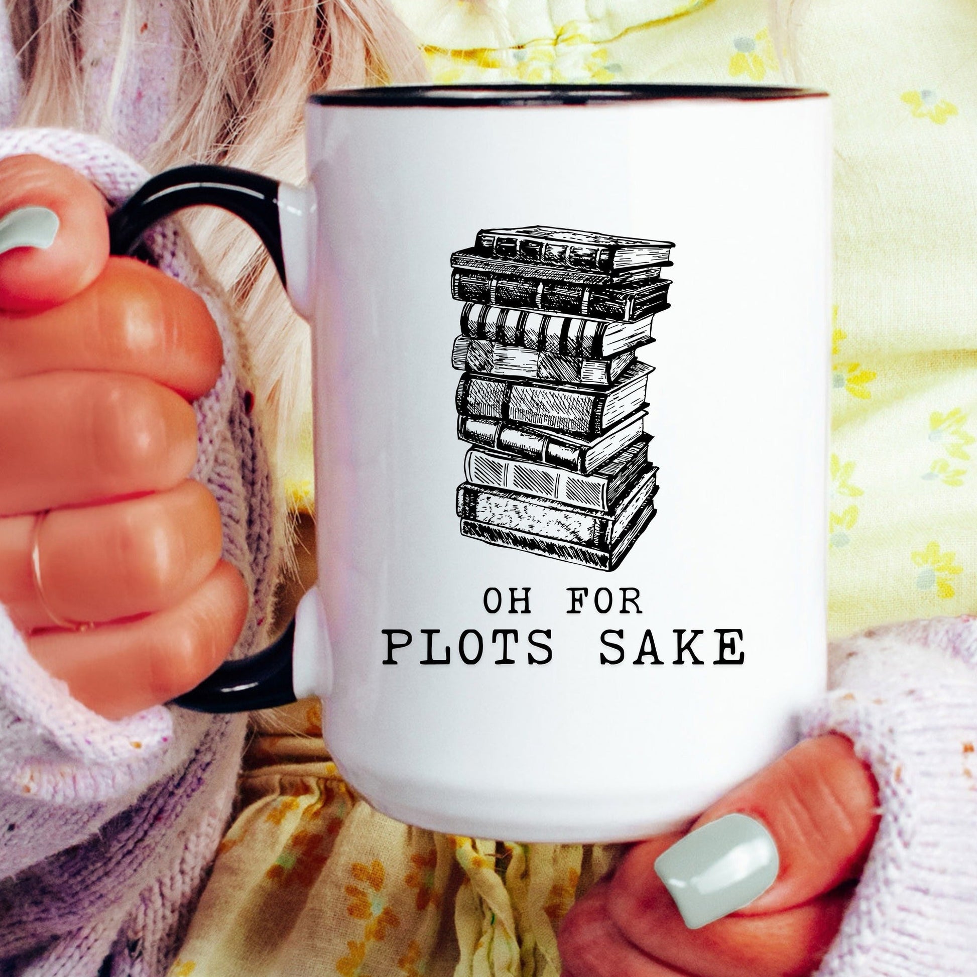 Oh For Plot's Sake mug lifestyle scene 4