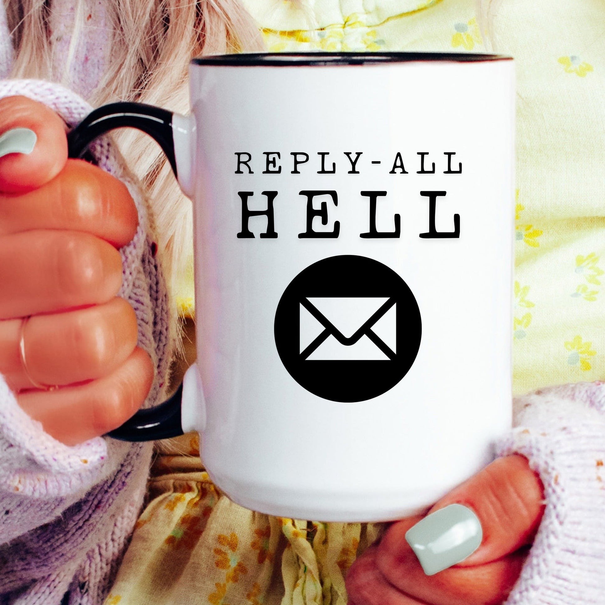 Reply-All Hell mug lifestyle scene 4