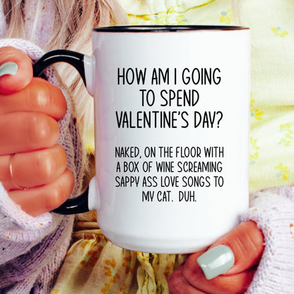 Funny cat anti valentine coffee mug lifestyle