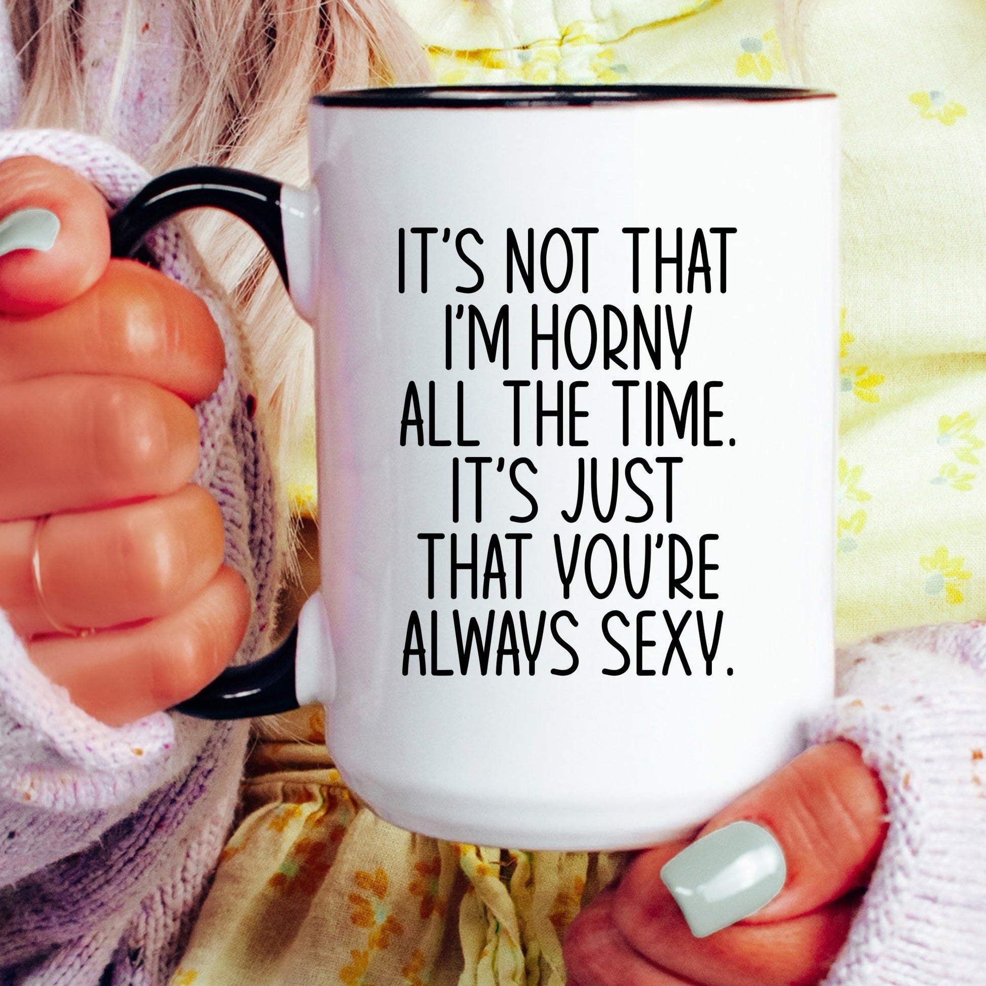 Funny naughty valentine coffee mug lifestyle