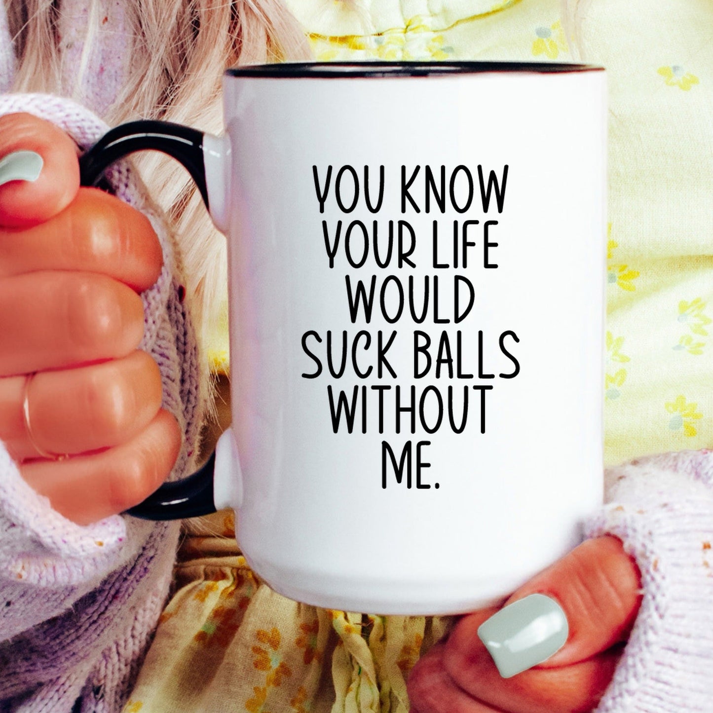 Funny valentine coffee mug lifestyle