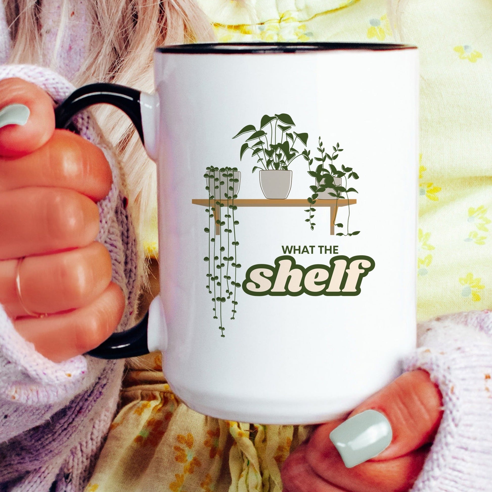 What The Shelf mug lifestyle scene 4