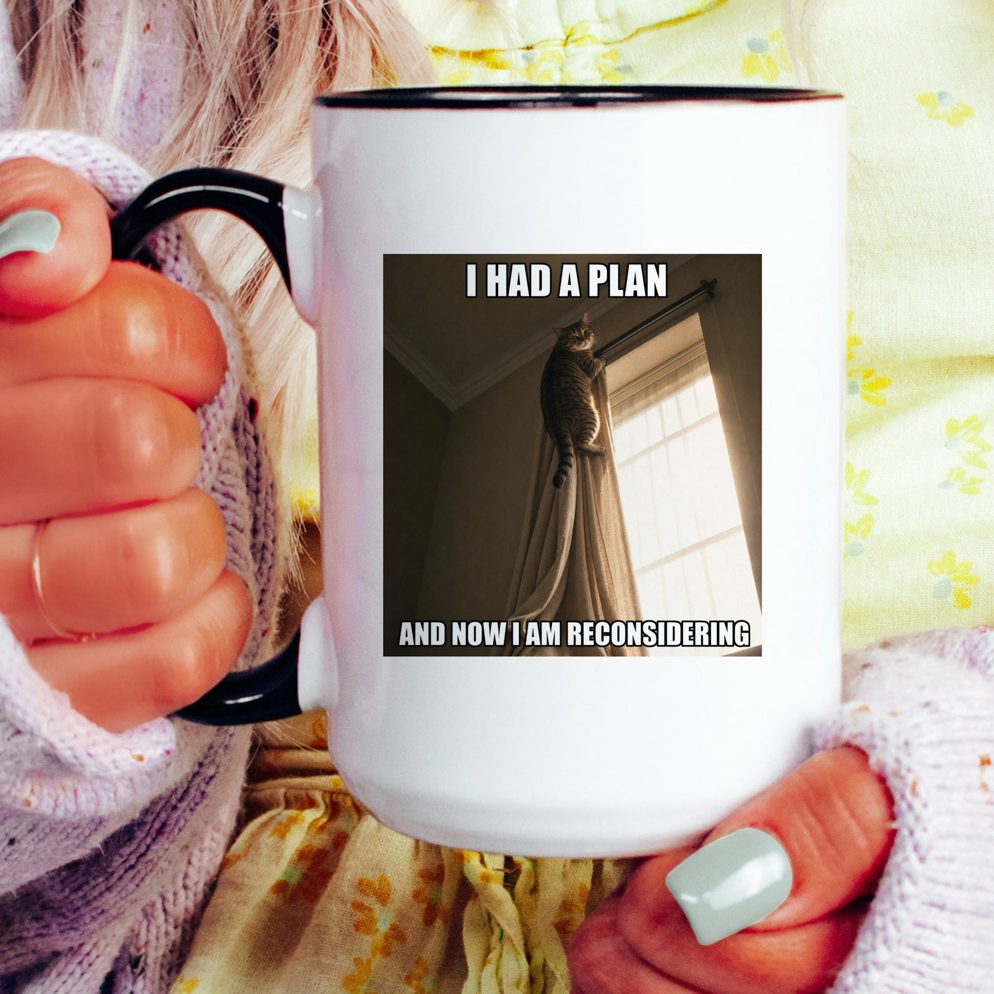 Had a plan am now reconsidering tabby cat coffee mug