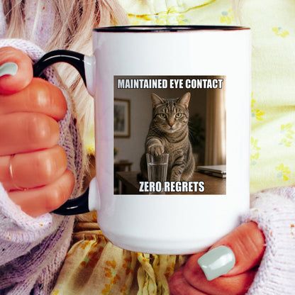 Maintained eye contact zero regrets orange cat coffee mug