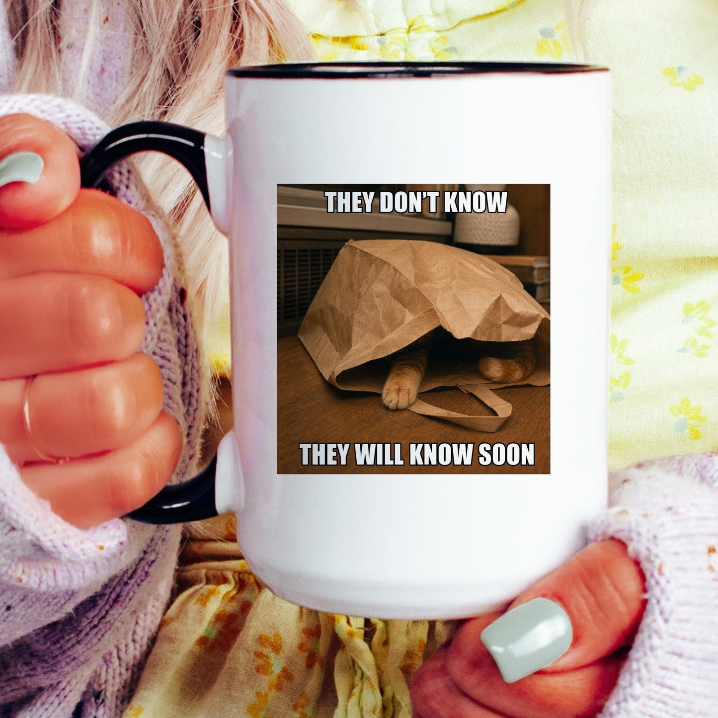They will know soon orange cat coffee mug