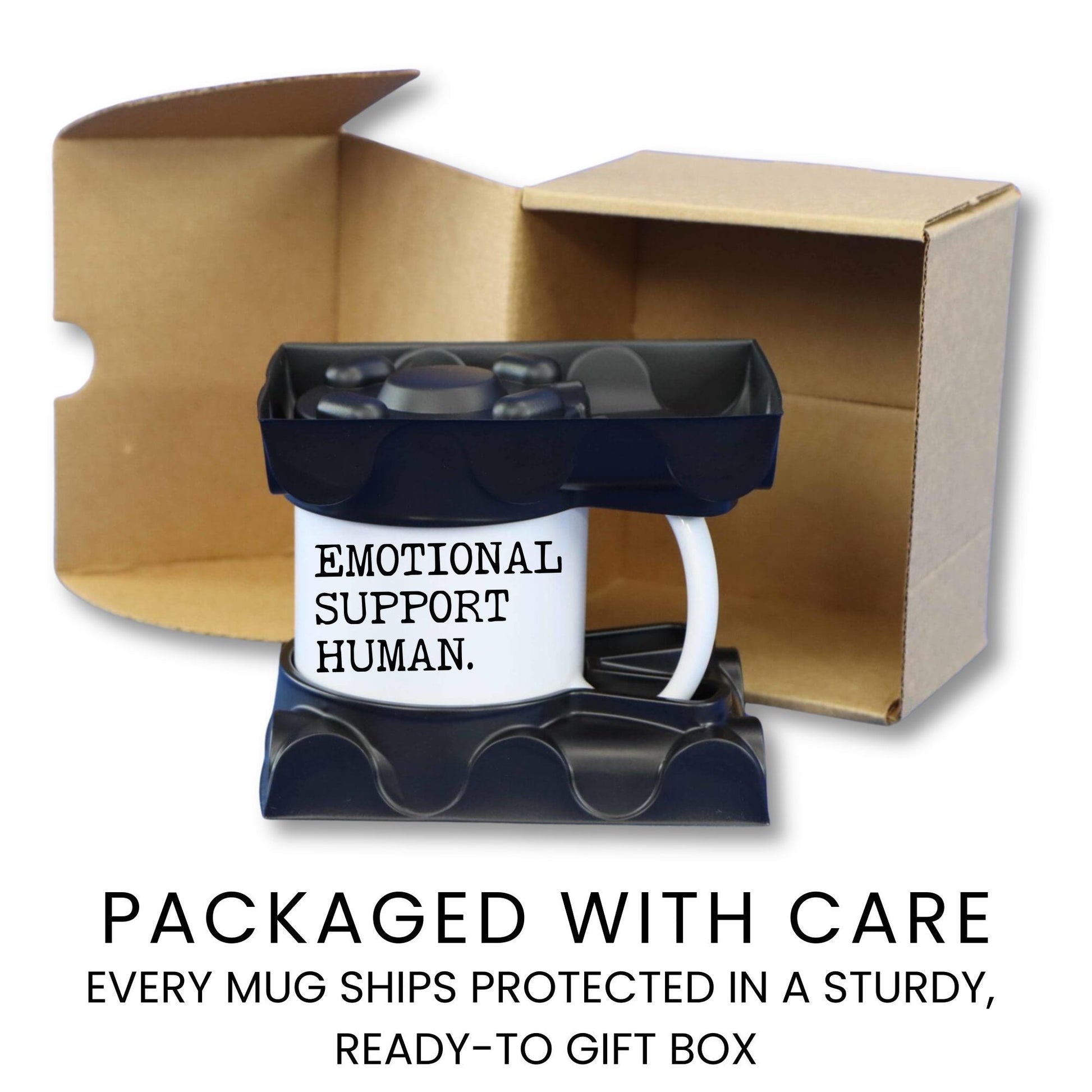 Emotional Support Human coffee mug gift packaging