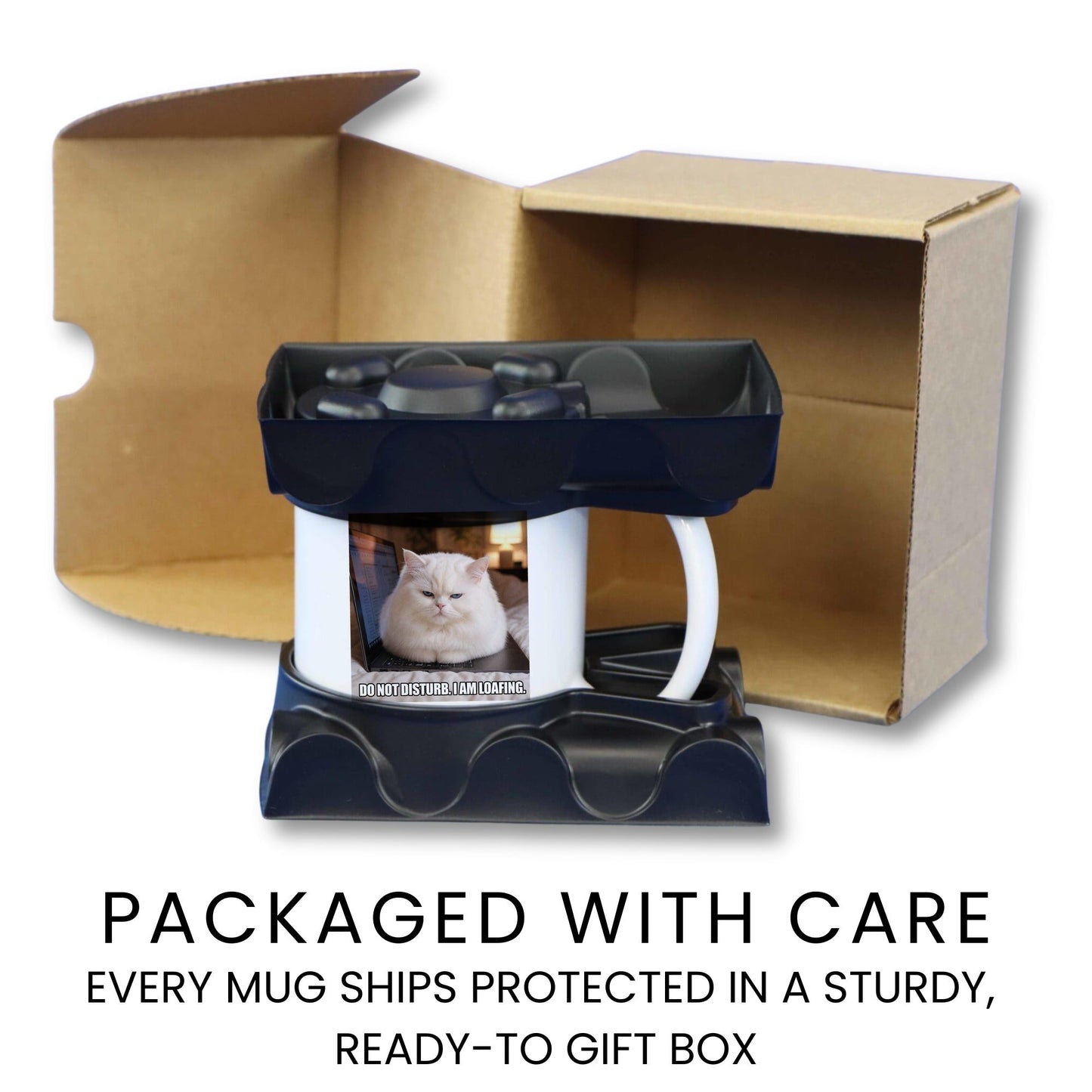 Do not disturb I am loafing white cat coffee mug