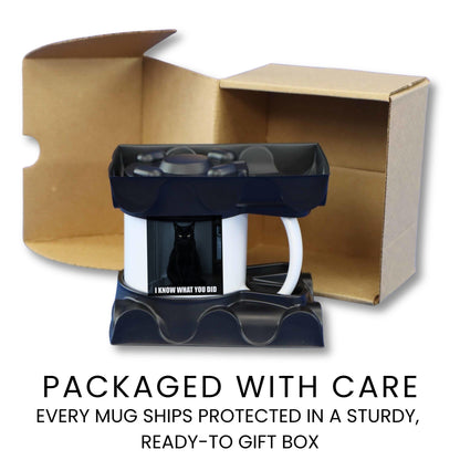 I know what you did black cat coffee mug