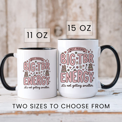 Best Friends & Big TBR Energy doodle coffee mug — lifestyle