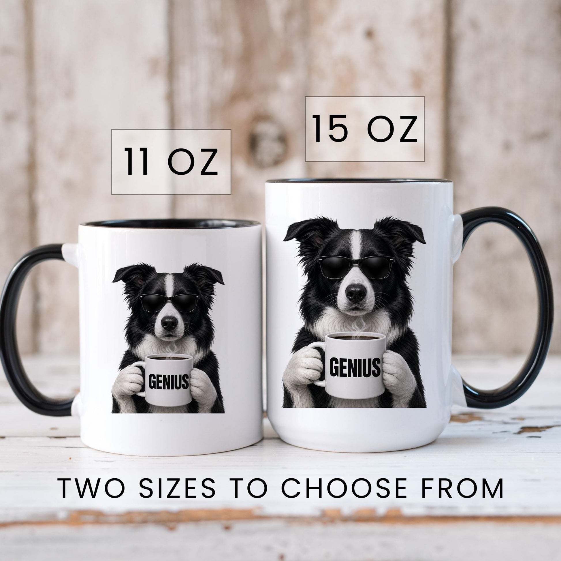 Border Collie Genius coffee mug — sizes
