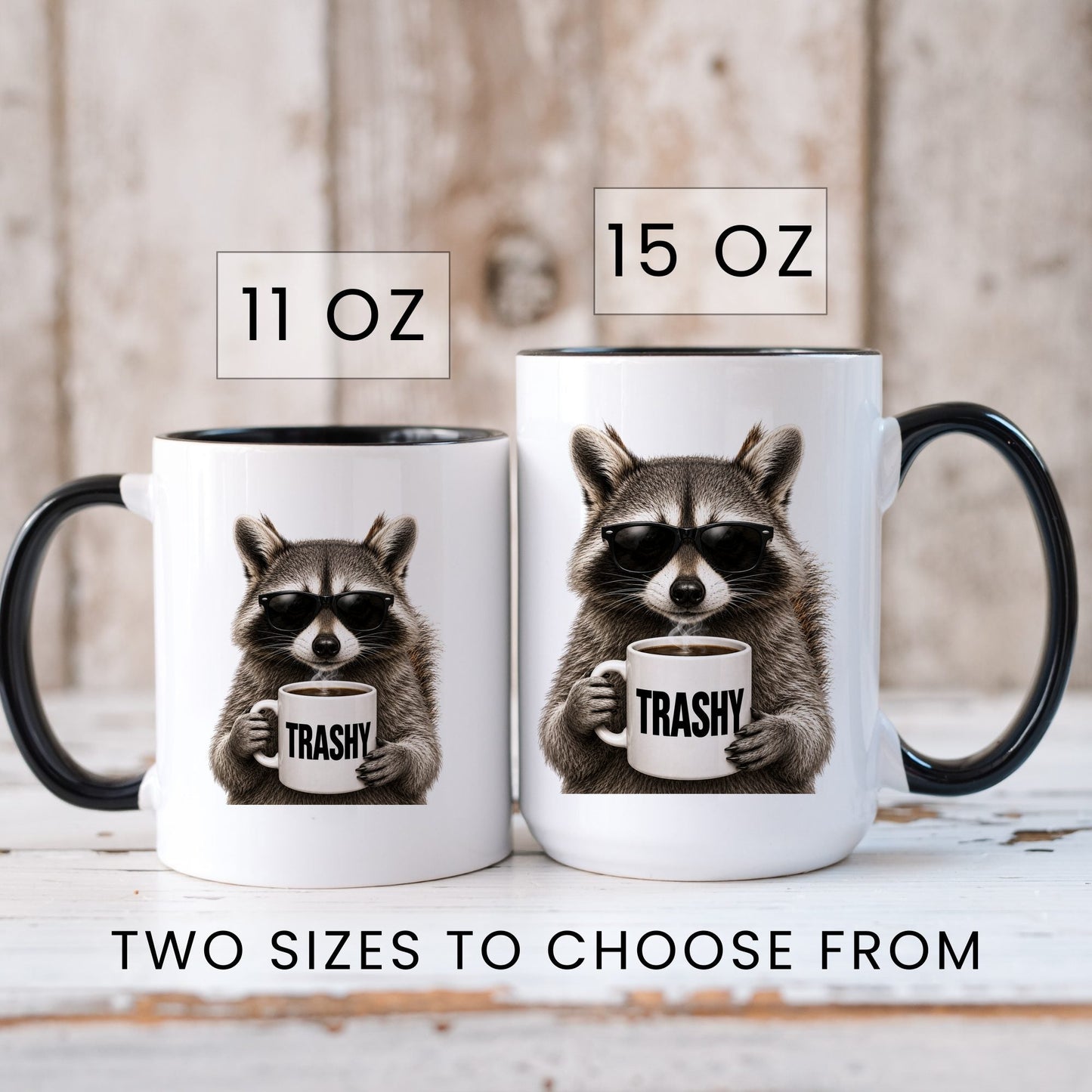 Raccoon Trashy coffee mug — sizes