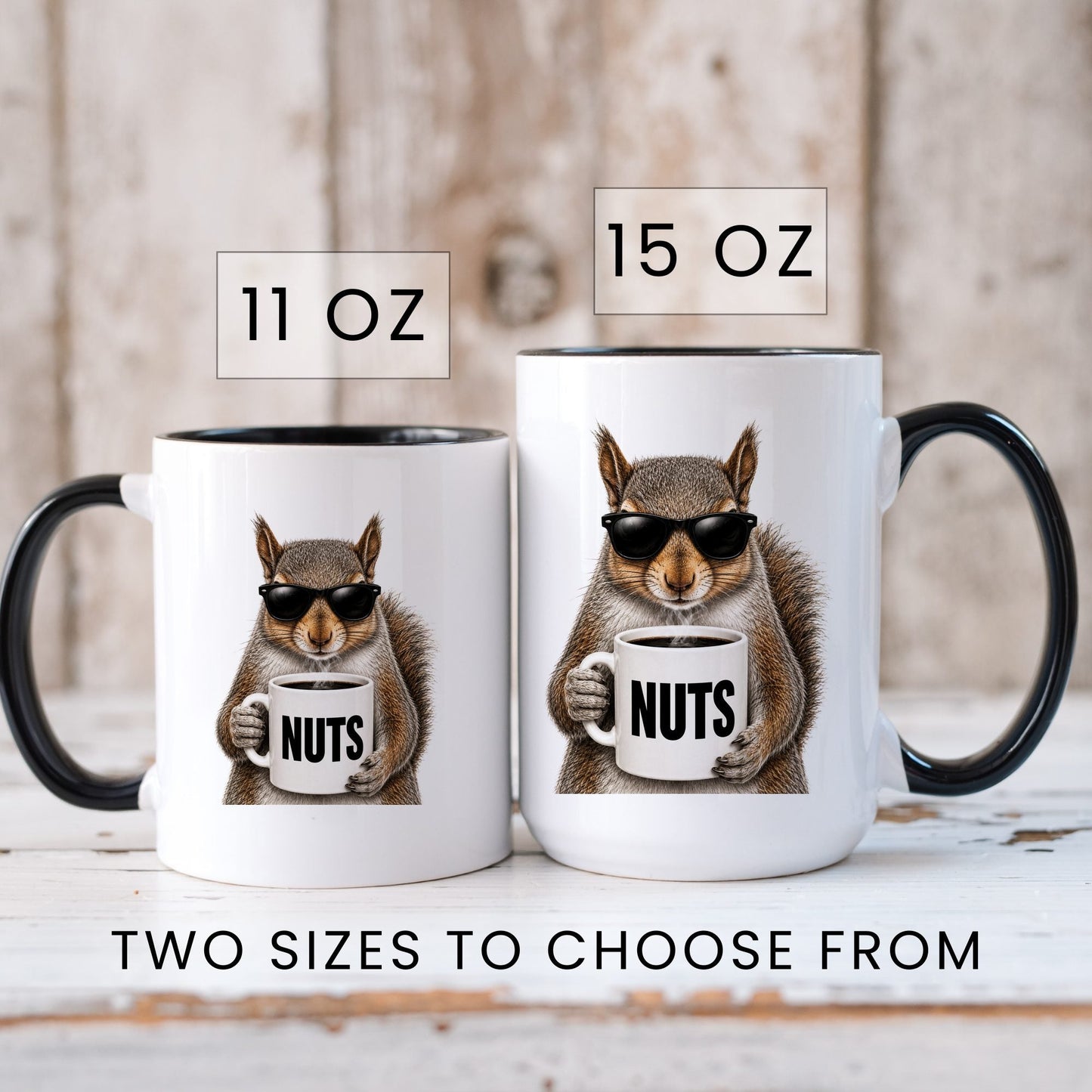 Squirrel Nuts coffee mug — sizes