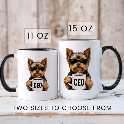 Yorkie CEO coffee mug — sizes