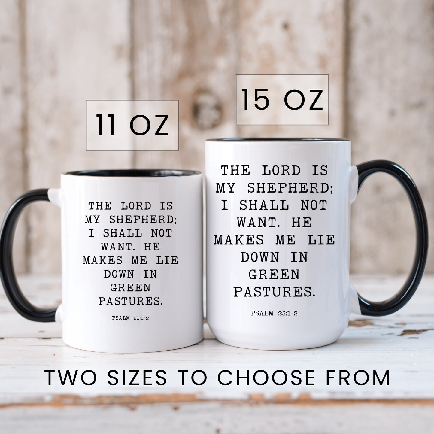 Psalm 23:1-2 the Lord is my shepherd Christian coffee mug