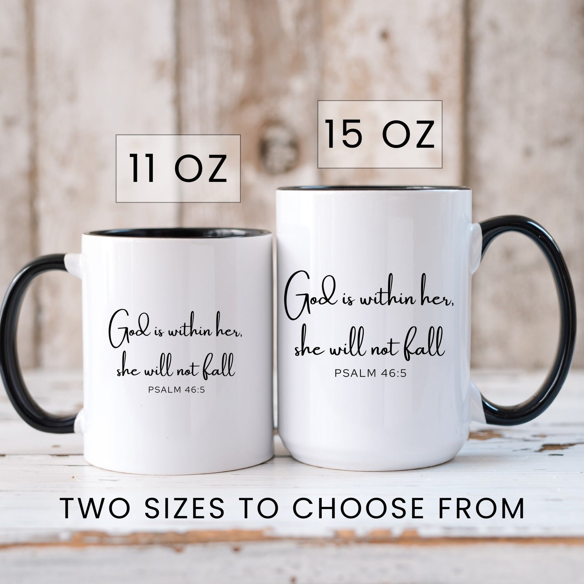 God is within her she will not fall Psalm 46:5 Christian coffee mug