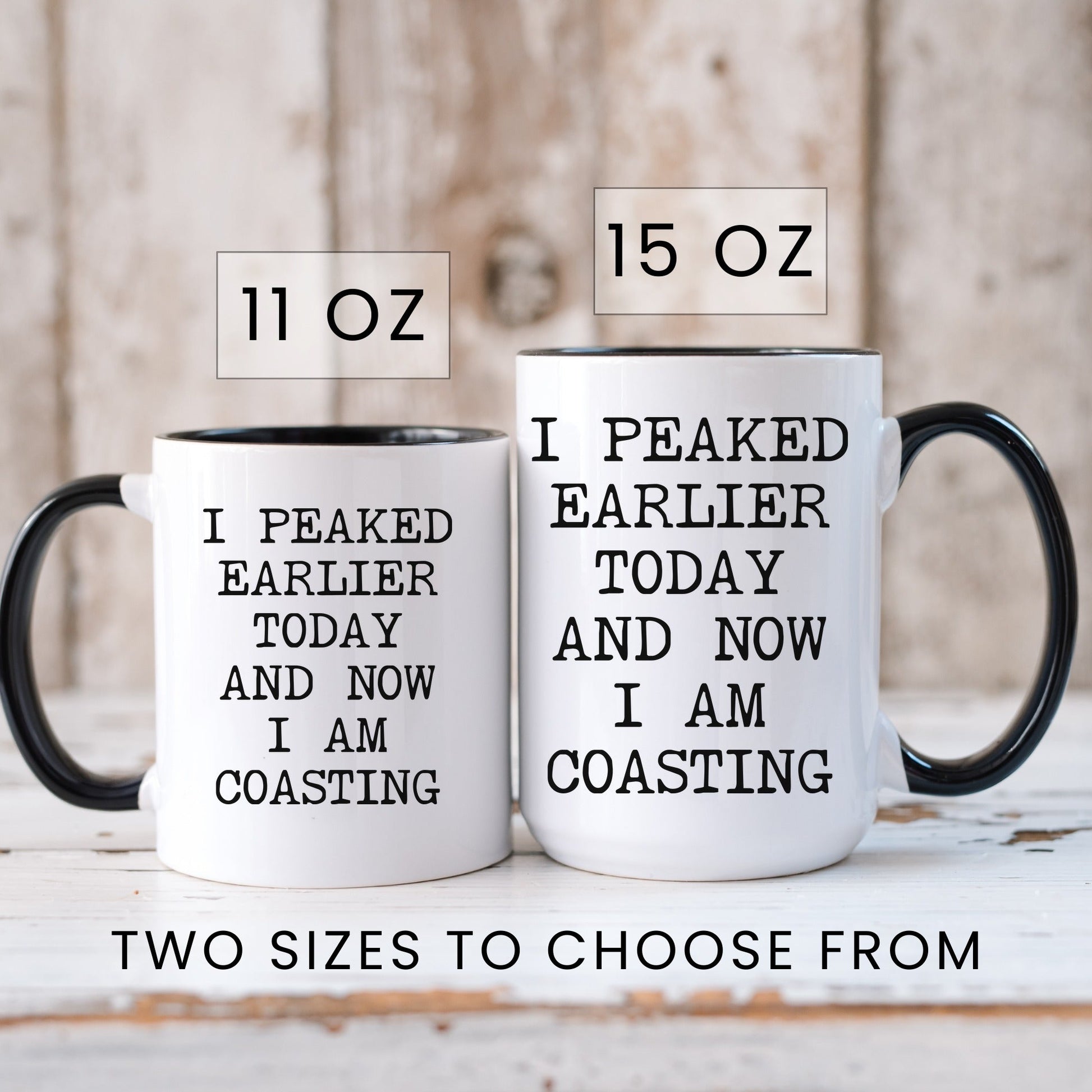 peaked earlier coffee mug