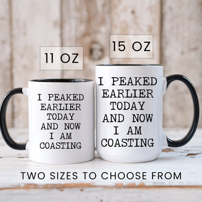 peaked earlier coffee mug
