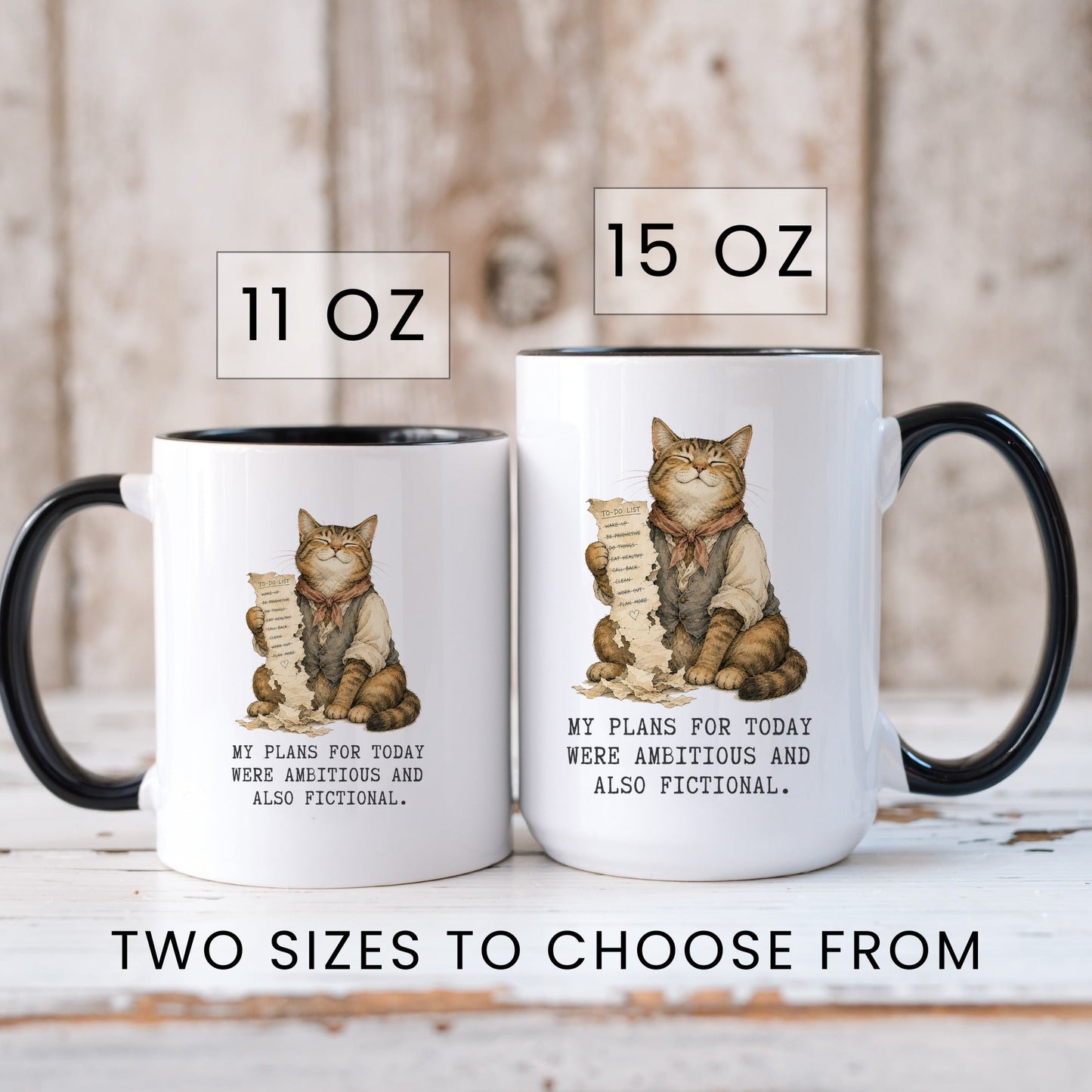 Ambitious and Fictional Plans Cat Mug