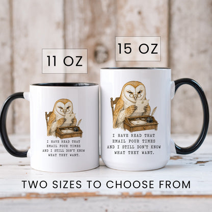 Read That Email Four Times Owl Mug