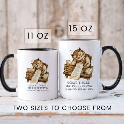 Today I Will Be Productive Owl Mug
