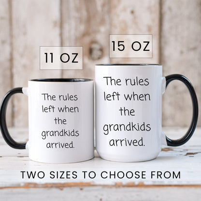 The rules left when the grandkids arrived funny grandparent coffee mug