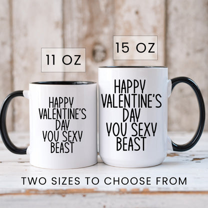 Funny sexy beast valentine coffee mug lifestyle