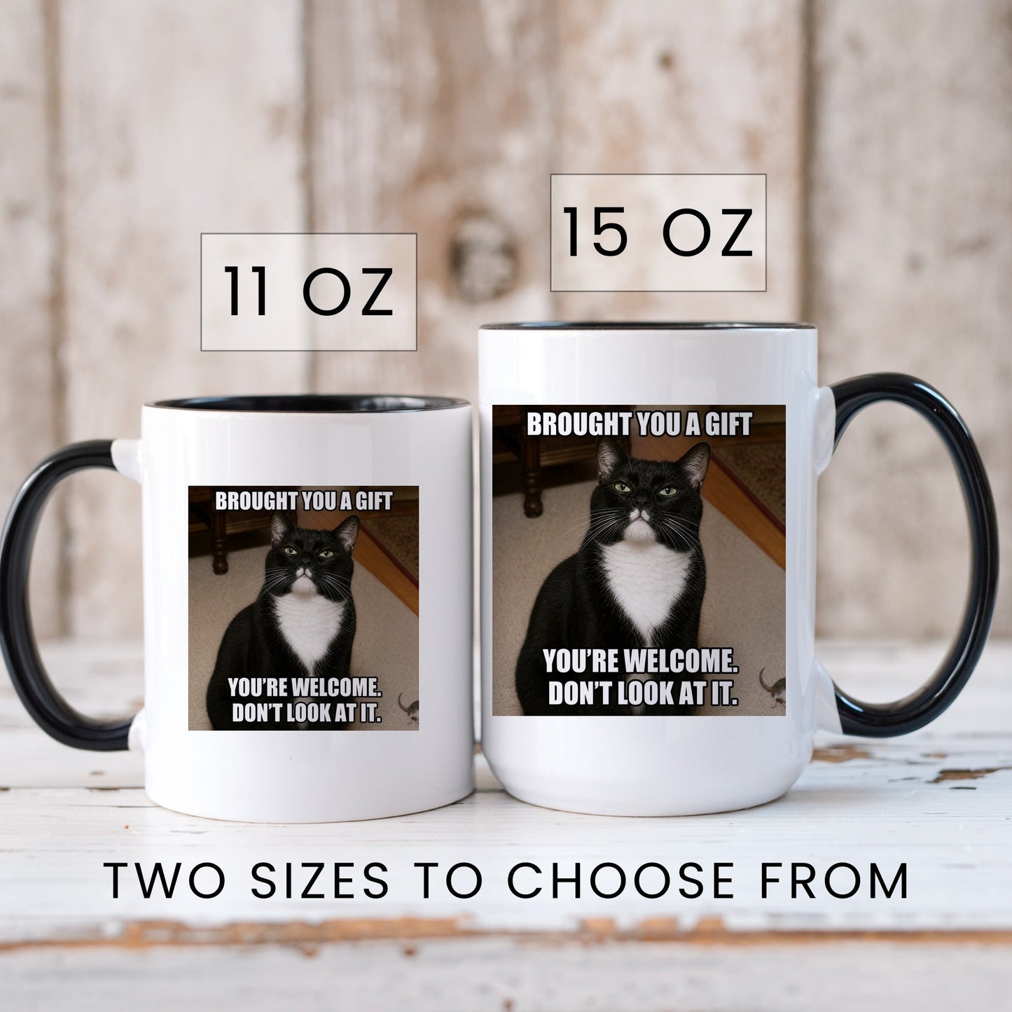 Brought you a gift tuxedo cat coffee mug