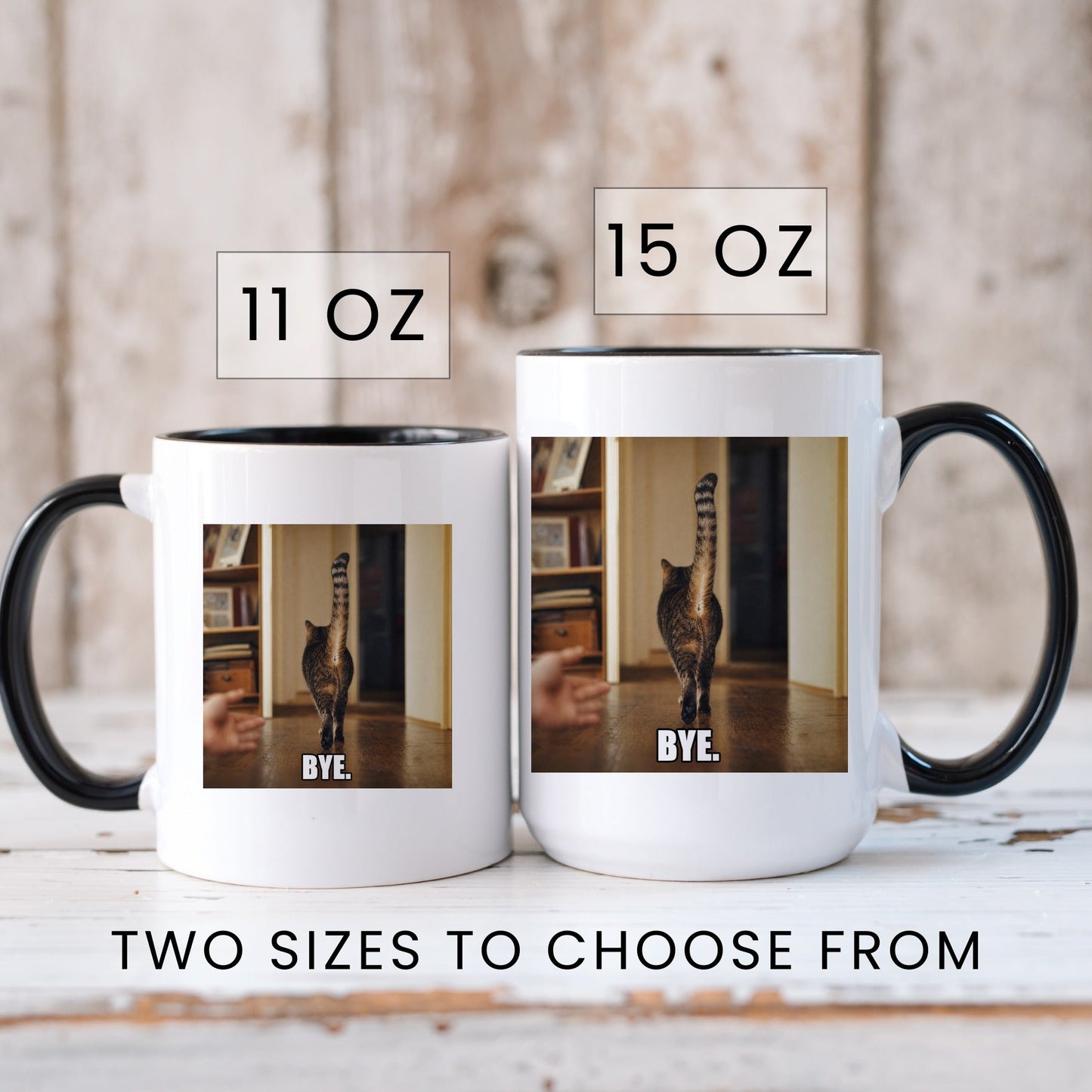 Bye grey cat coffee mug