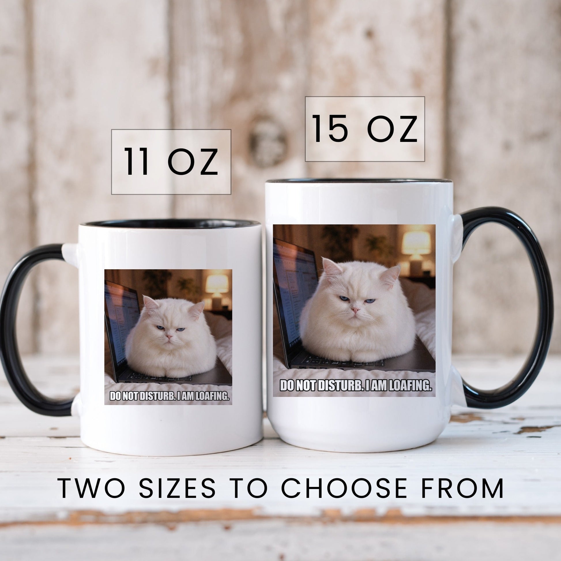 Do not disturb I am loafing white cat coffee mug