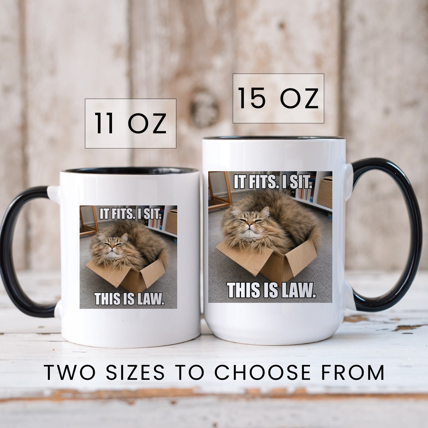 It fits I sit orange cat coffee mug