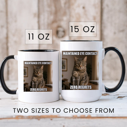 Maintained eye contact zero regrets orange cat coffee mug