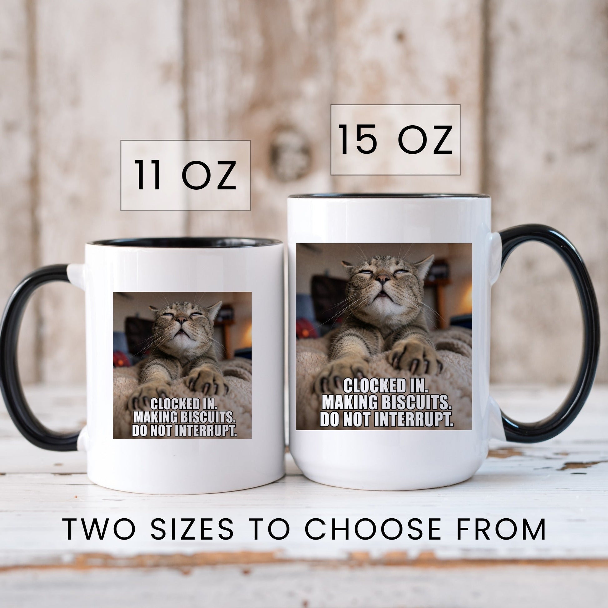 Making biscuits calico cat coffee mug