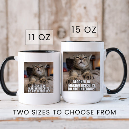 Making biscuits calico cat coffee mug