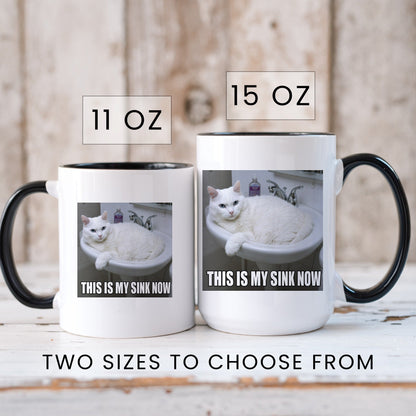 This is my sink now white cat coffee mug
