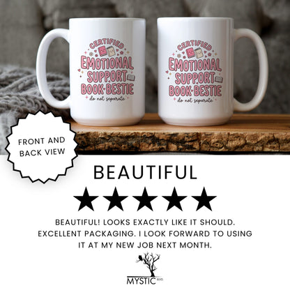 Emotional Support Book Bestie doodle coffee mug — lifestyle