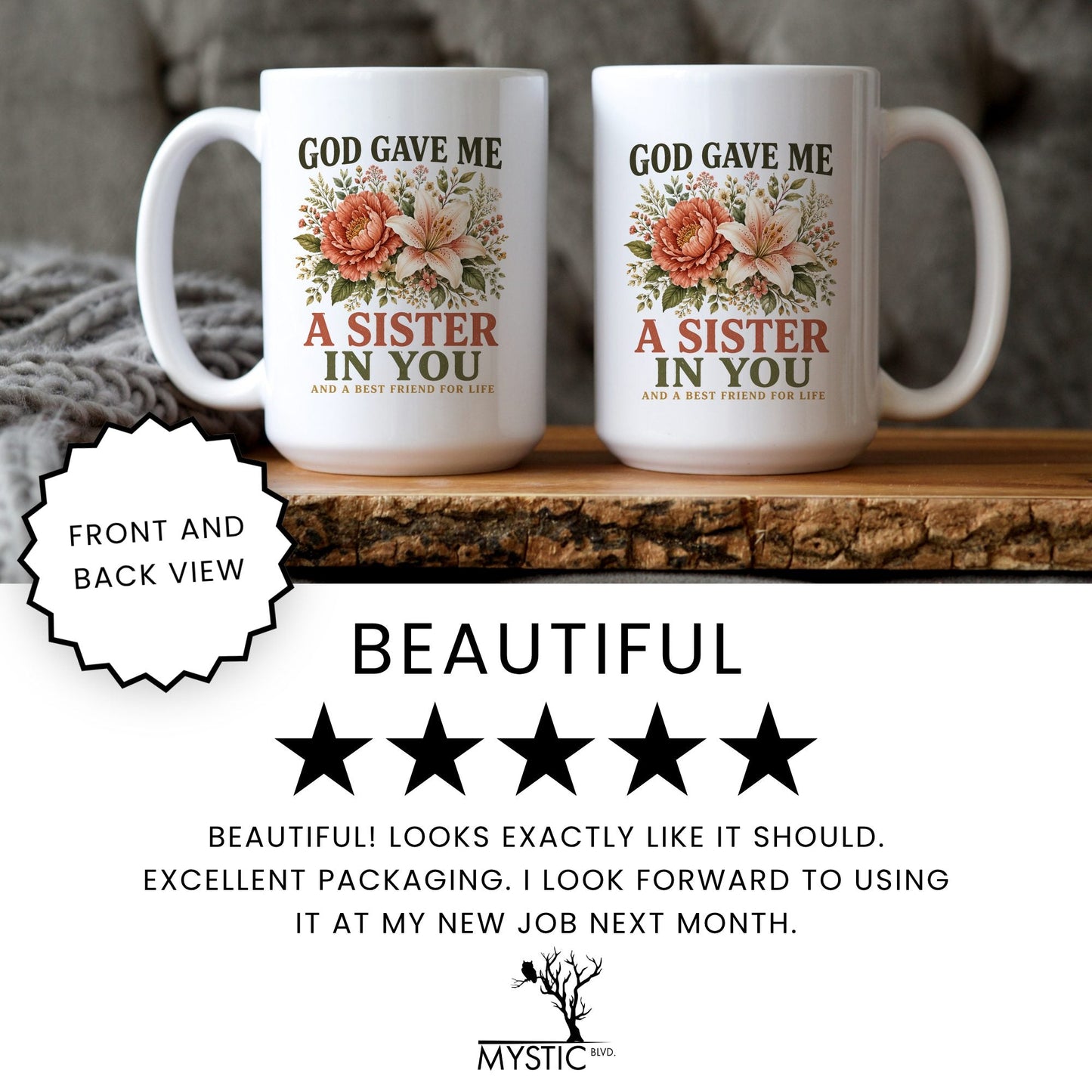 God Gave Me a Sister in You coffee mug five star review