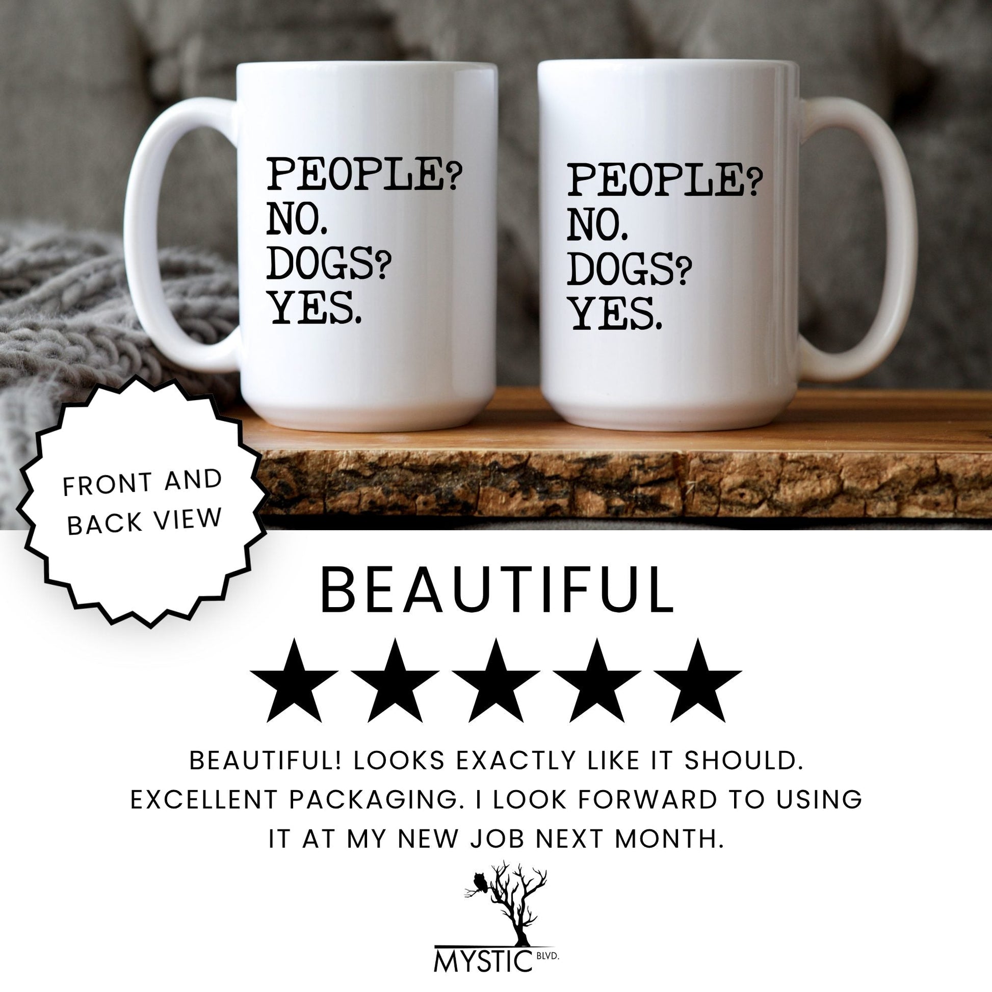 People No Dogs Yes coffee mug five star review