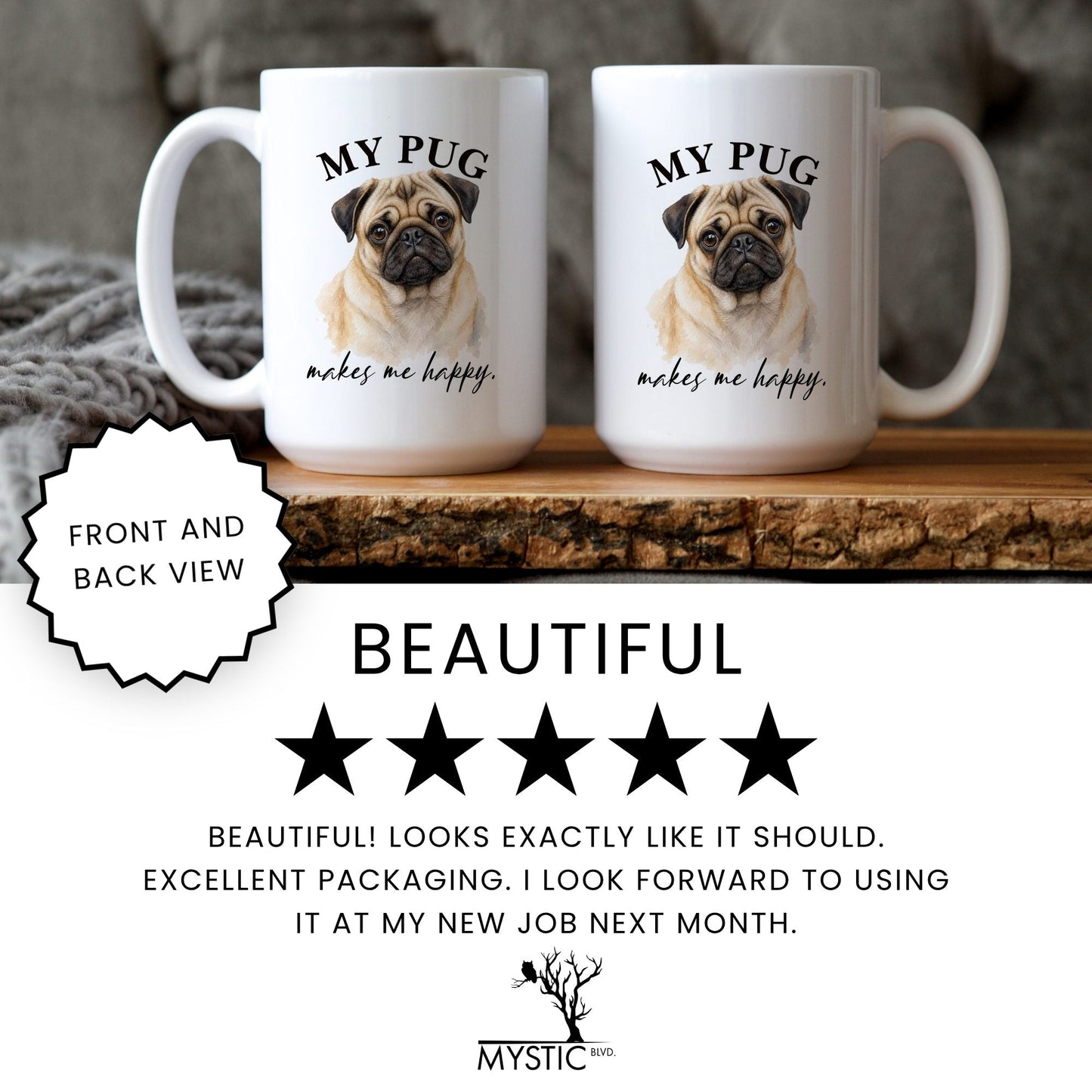 My Pug Makes Me Happy coffee mug — review