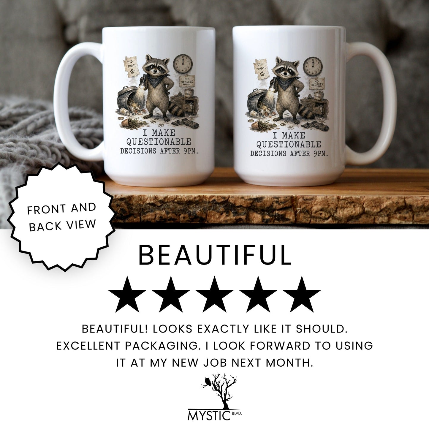 Lifestyle Photo #7 Questionable Decisions Raccoon Mug