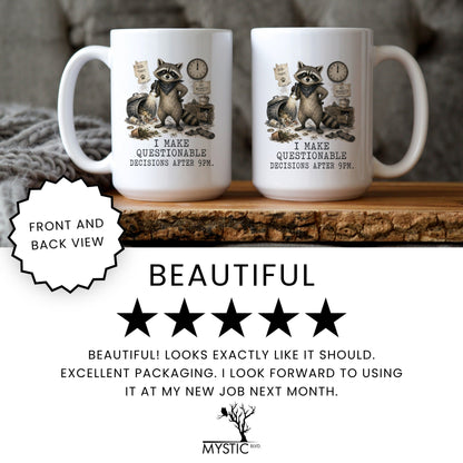 Lifestyle Photo #7 Questionable Decisions Raccoon Mug