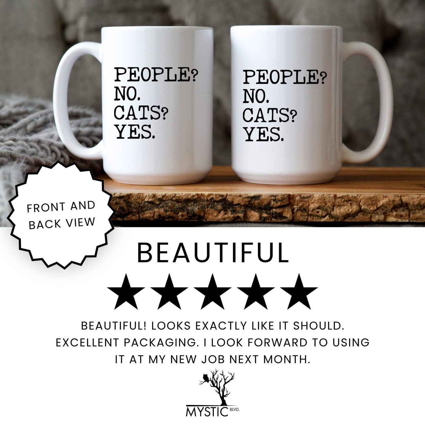 People No Cats Yes coffee mug five star review