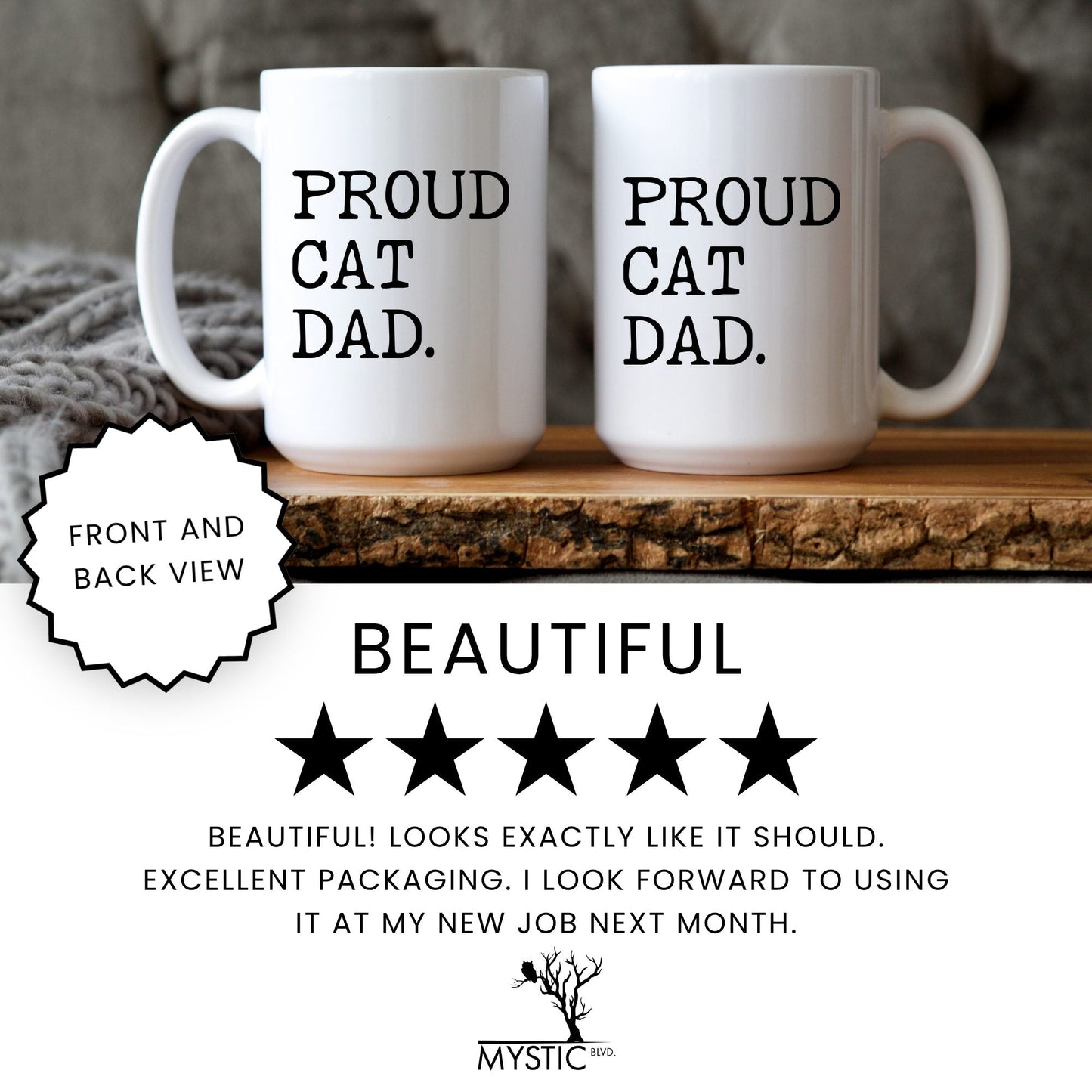 Proud Cat Dad coffee mug five star review