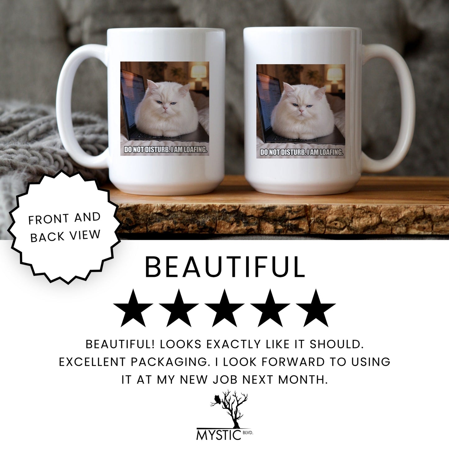 Do not disturb I am loafing white cat coffee mug