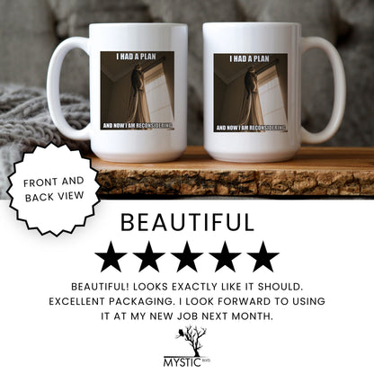 Had a plan am now reconsidering tabby cat coffee mug