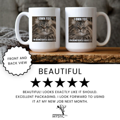 I own you tabby cat coffee mug