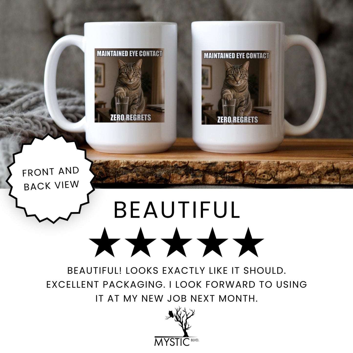 Maintained eye contact zero regrets orange cat coffee mug